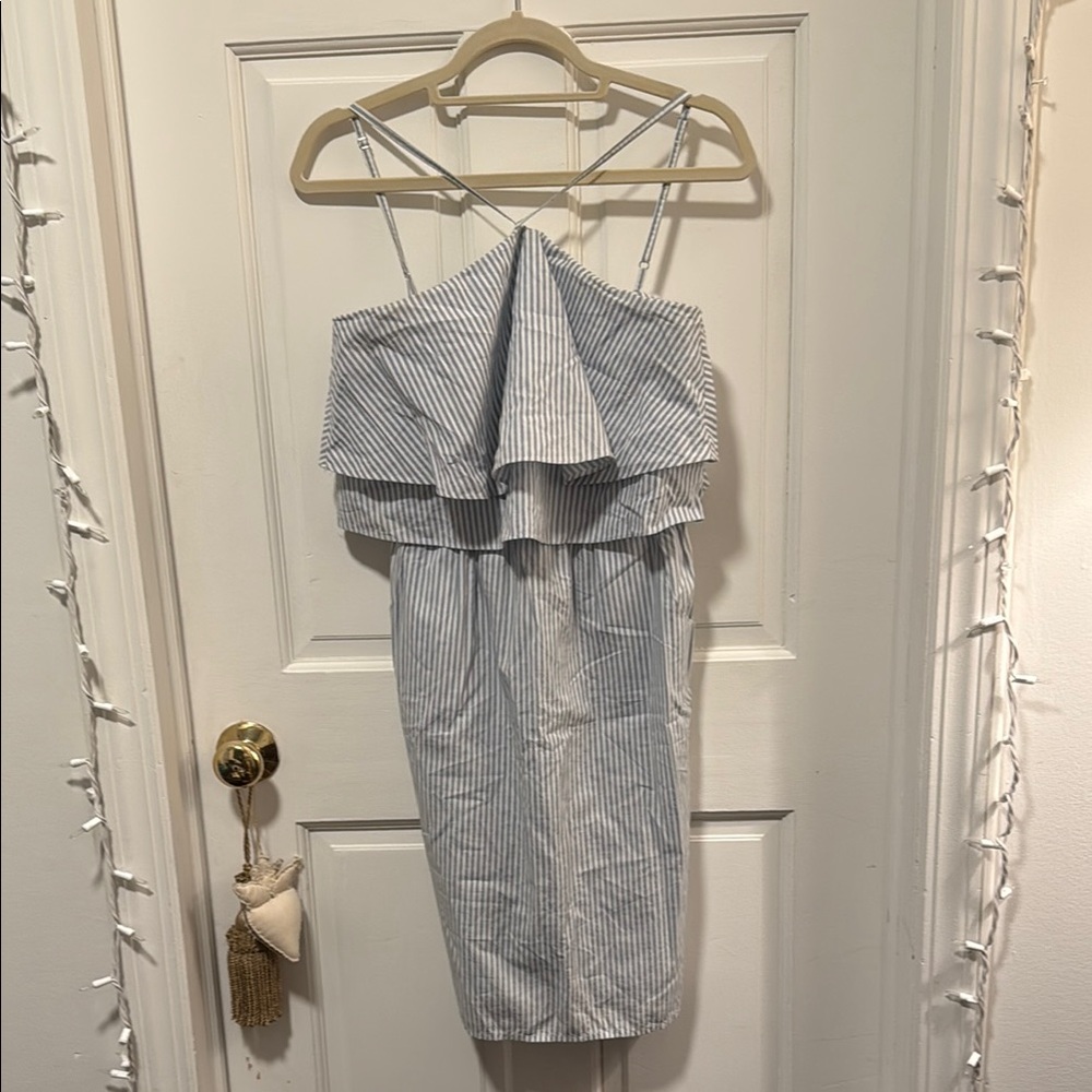 Mango Blue Ruffled Sleeveless Cocktail Sundress